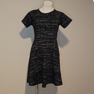 Ann Taylor Loft Black and Grey Short Sleeve A-Line Dress